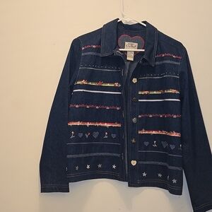Koret Blue Jean Jacket with Embroidered Stripes